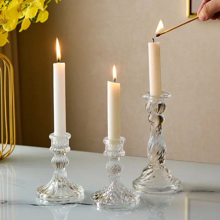 Glass Candlestick Wedding Centerpiece – Elegant Table Candle Holder