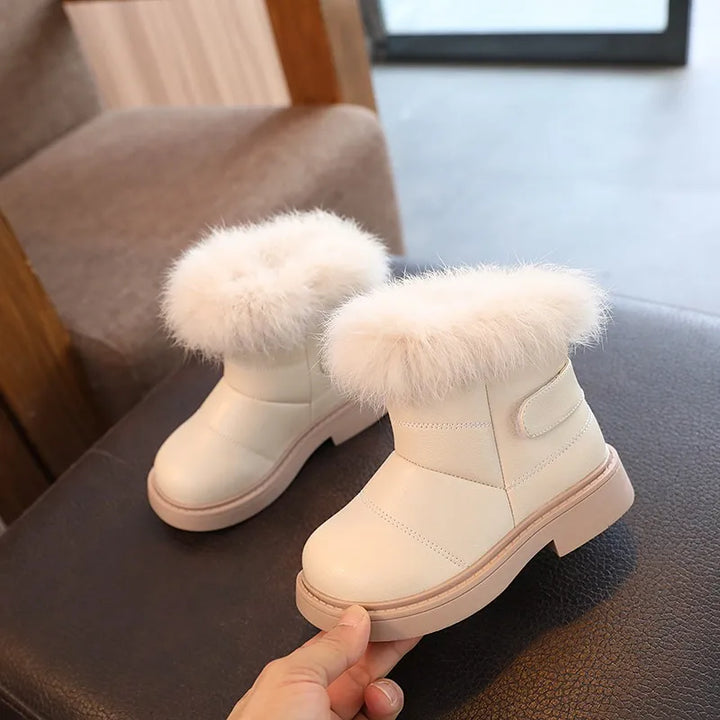 Solid Color Casual Boots – Plush Winter Kids' Shoes