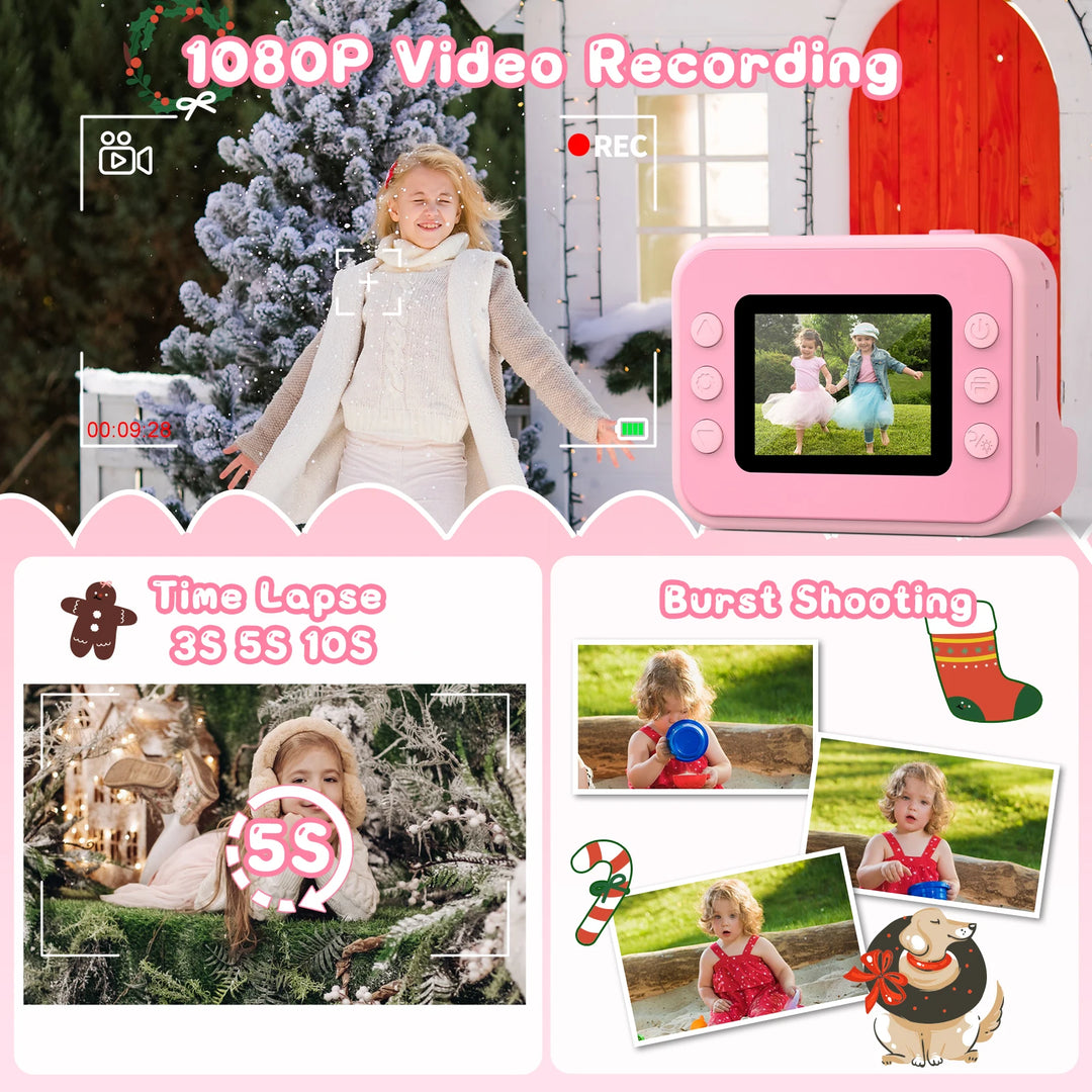 Gofunly Kids Instant Print Camera – 1080P HD Thermal Printing