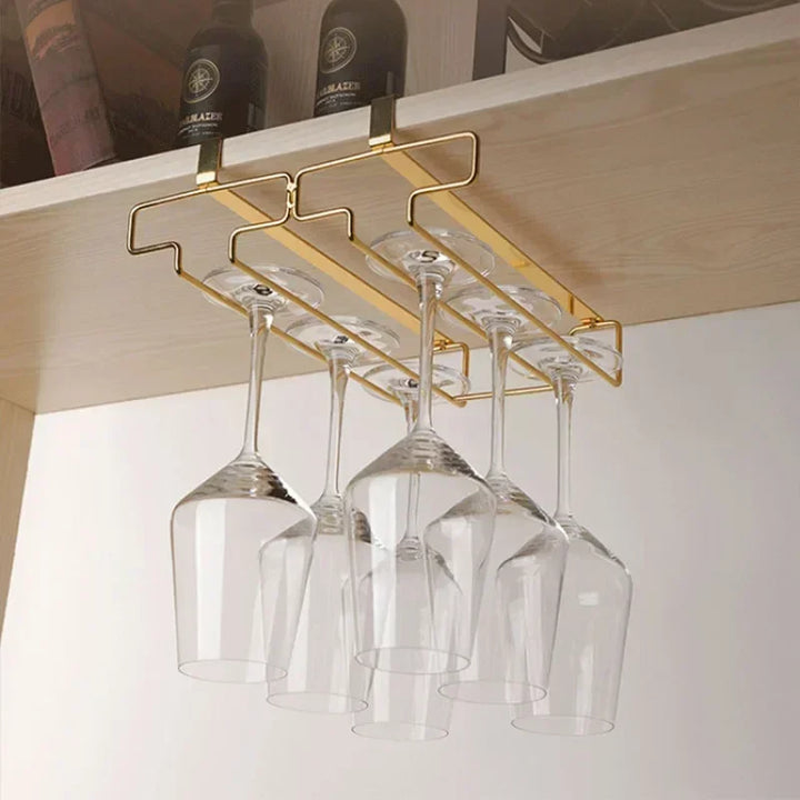 Hanging Punch-free Wine Glass Holder Household Under Cabinet Champagne Glass Storage Rack Shelf Kitchen Multi-purpose Organizer