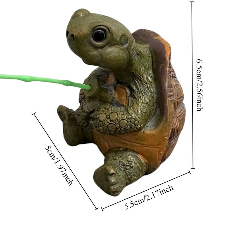 Creative Rope Fishing Turtle Statue Cute Simulation Turtle Resin Figurine Animal Sculpture Ornament Outdoor Home Garden Decor