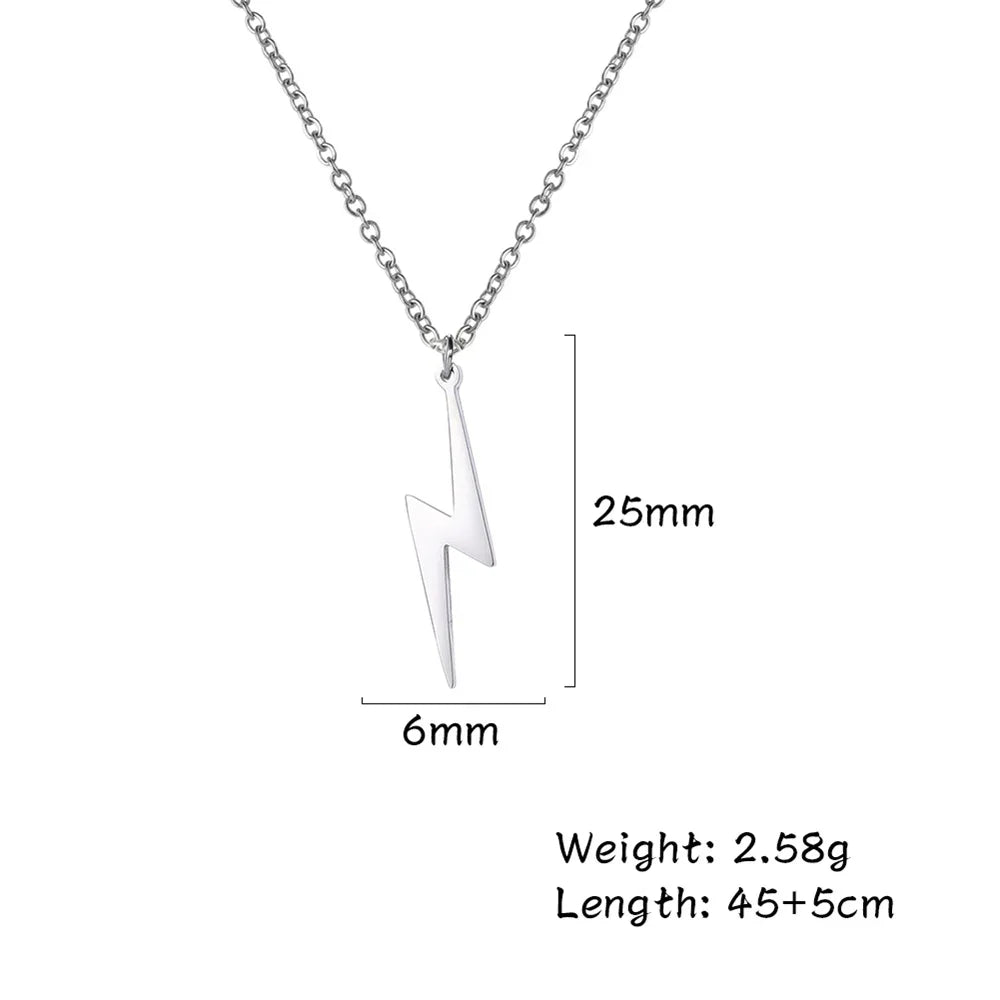 Skyrim Lightning Pendant Necklace Chain Geometric Stainless Steel Simple Necklace for Women Men Party Ornament Jewelry Accessori