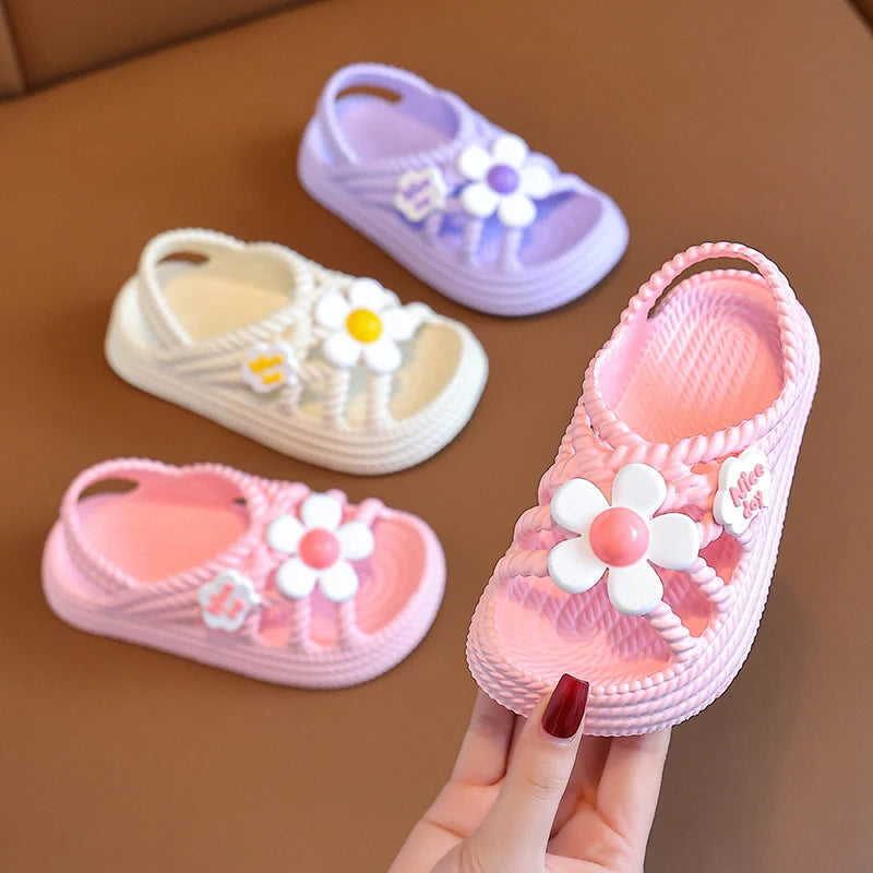 Summer Kids Slippers – Flower Pattern Non-slip Sandals