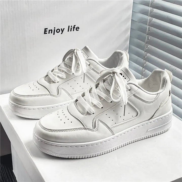 White Men's Shoes for Men Mesh Sneakers Casual Man Leather Shoes 2024 New Breathable Men's Sports Shoe Incressed Flat Male Shoes