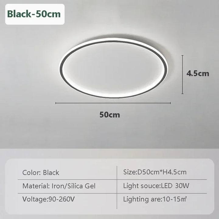 Household LED Ceiling Light 23/30/50/80CM Bedroom Living Room Study Room Super Slim Black White Gold Home Decor Lighting Fixture