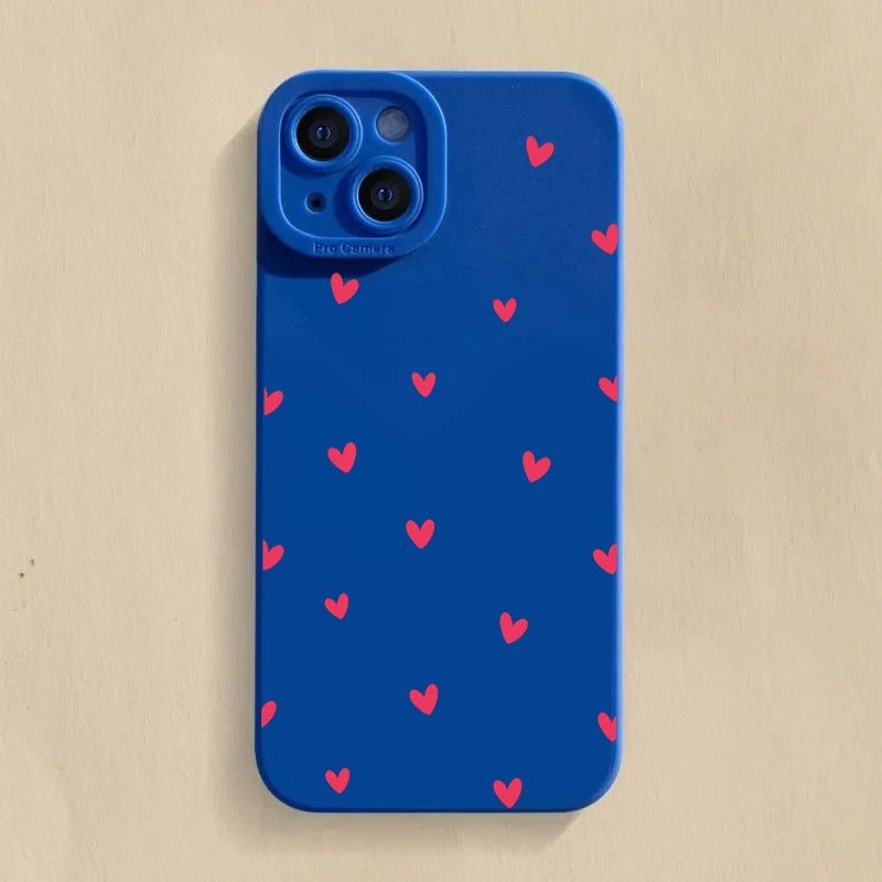 Black Love Heart Phone Case For iPhone 16 14 15 13 12 11 Pro Max X XR XS 7 8 15 16 Plus SE 2020 Shockproof Silicone Soft Cover