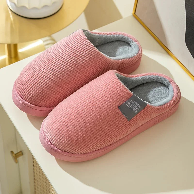 Thick Sole Home Indoor Outside Men And Women Couples Winter Household Warm Fluffy Slippers High Heels Plush Cotton Shoes Ladies