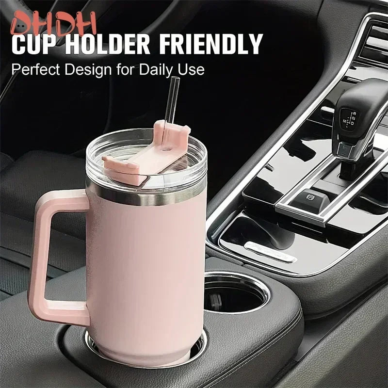 Water Bottle Insulated Tumbler with Handle Straw Double Wall Thermal Iced Travel Cup Car Thermos Mug Perfect Gift