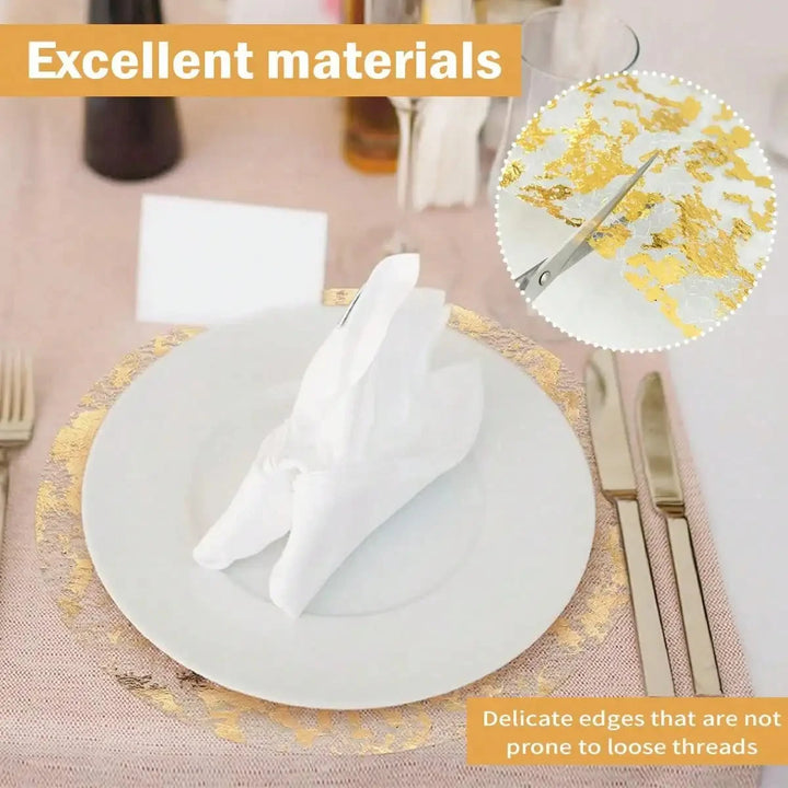 Gold Foil Round Placemats Set