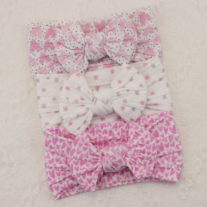 Knit Bows Baby Headbands – Elastic Nylon Set