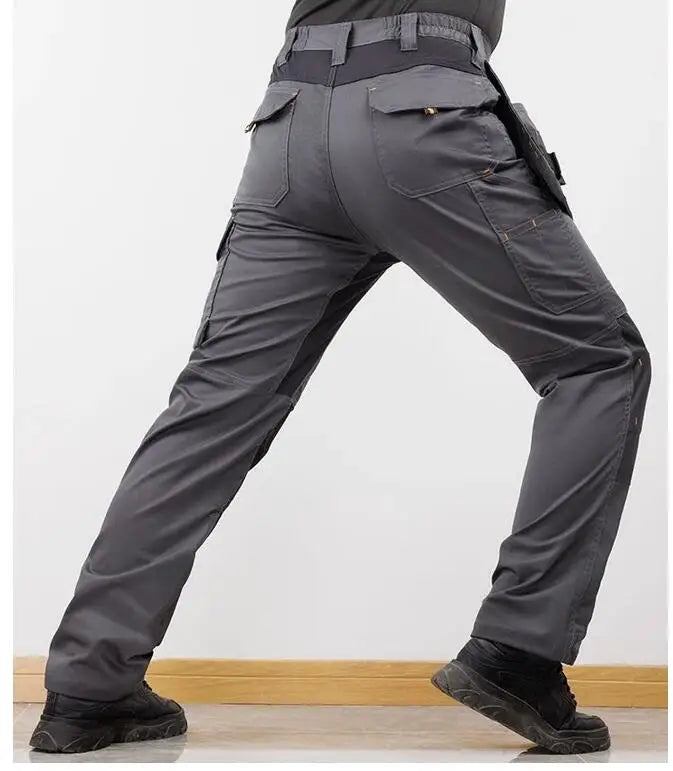 Men Outdoor Labor Trousers, Elastic Cargo Pants With Hanging Tool Pocket