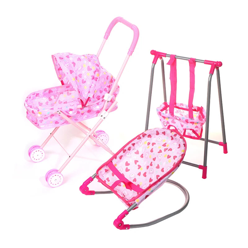 Doll House Furniture Set – Rocking Chair, Swing Bed & Dining Chair