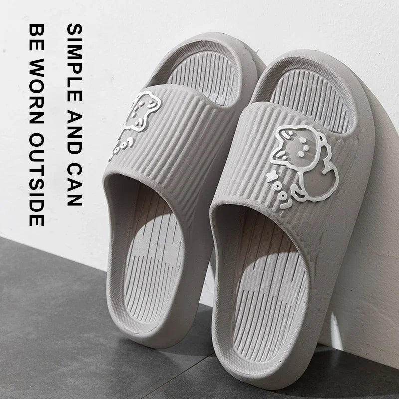 Women Slippers Bathroom Platform Non-Slip Home Cartoon Cat Beach Shoes Sandals Slides Indoor Outdoor Women's Flip Flops