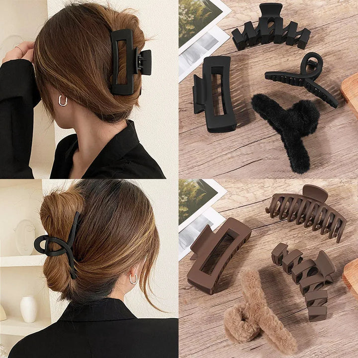 Fashion Claw Clip Set – Coffee & Black Acrylic