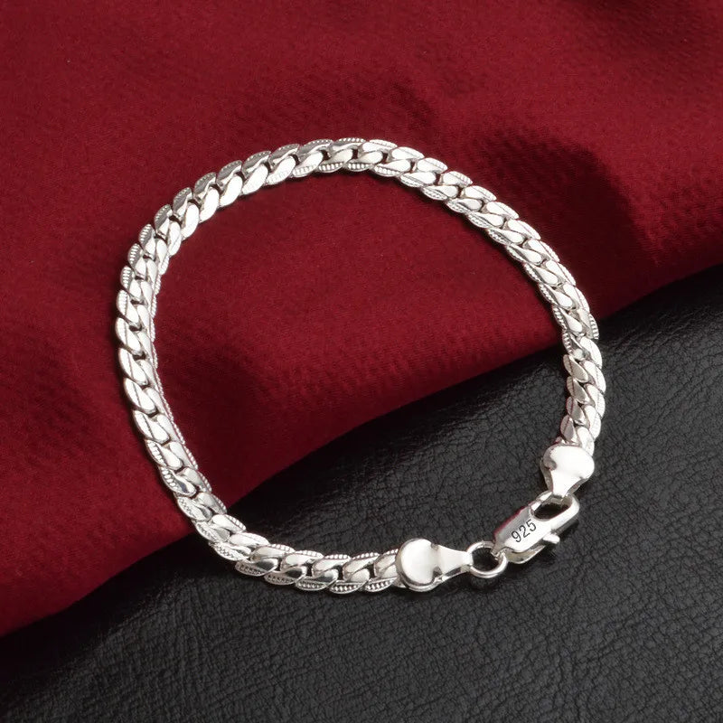 Sterling Silver Bracelet – 925 Flat Side Chain