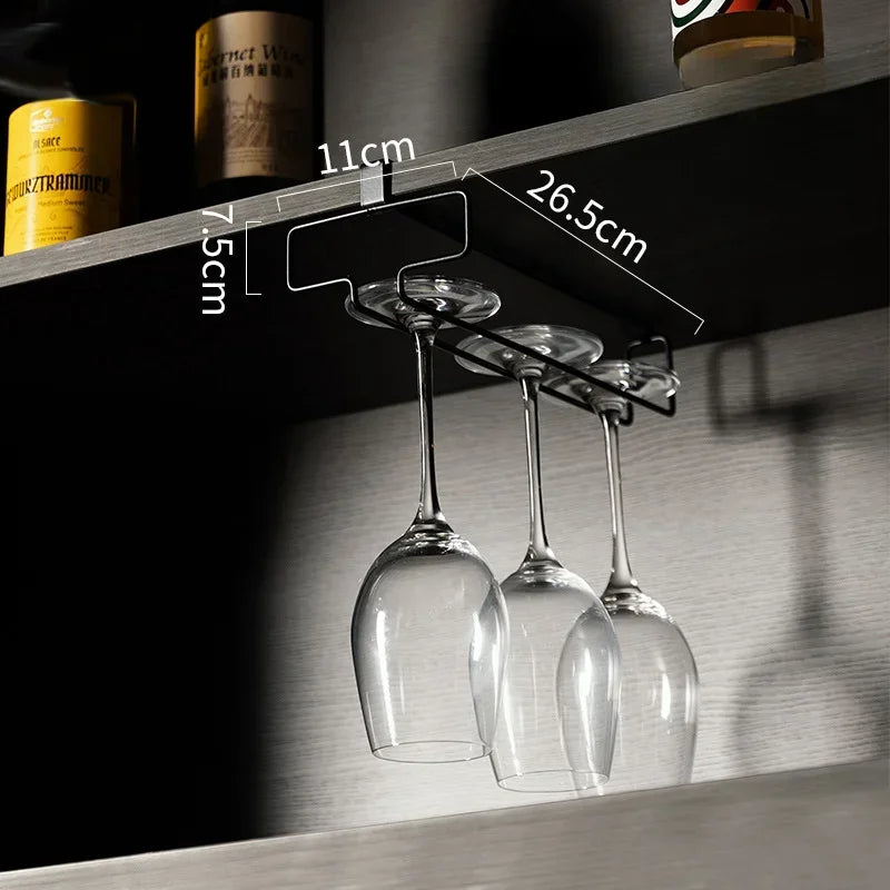 Hanging Punch-free Wine Glass Holder Household Under Cabinet Champagne Glass Storage Rack Shelf Kitchen Multi-purpose Organizer