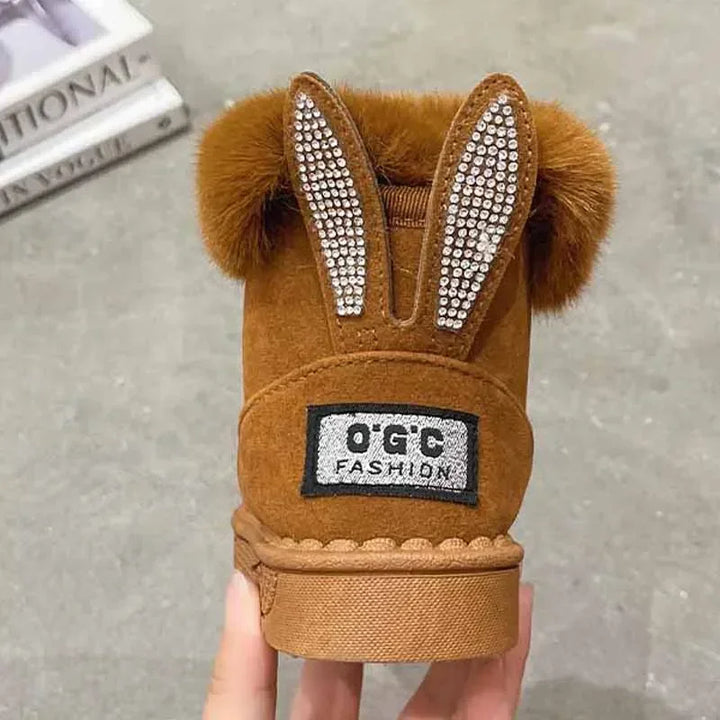 Kids Genuine Cowhide Snow Boots Winter Baby Soft Warm Cotton Shoes with Plush Boys Girls One Fur Suede Boots Princess Retro Boot