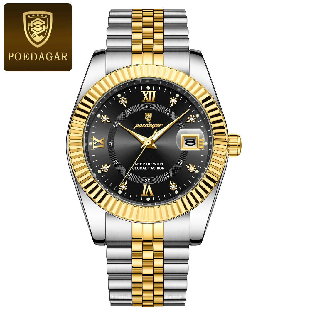 POEDAGAR Luxury Sport Wrist Watch For Man Waterproof Luminous Date Men Watch Quartz Stainless Steel Men's Watches Male Reloj+box