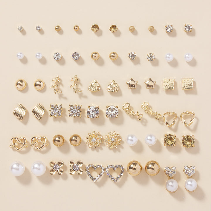 Rhinestone Stud Earrings Set – Love Design