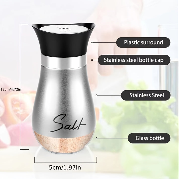 Glass Salt & Pepper Shakers - Stainless Steel Lid, 4 oz