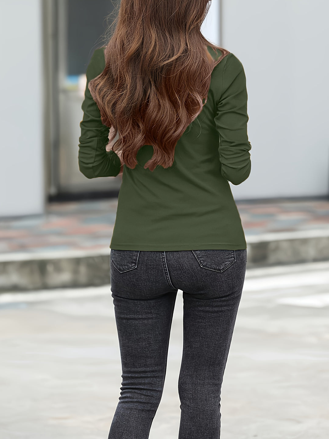 Solid Long Sleeve T-Shirt, Crew Neck Casual Every Day Top For Spring & Fall, Women's Clothing