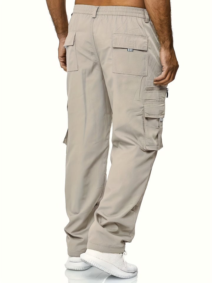 Men's Cargo Pants with Flap Pockets - Relaxed Hip-Hop Streetwear - Versatile Straight Leg Fit for Spring to Autumn Outdoor Activities