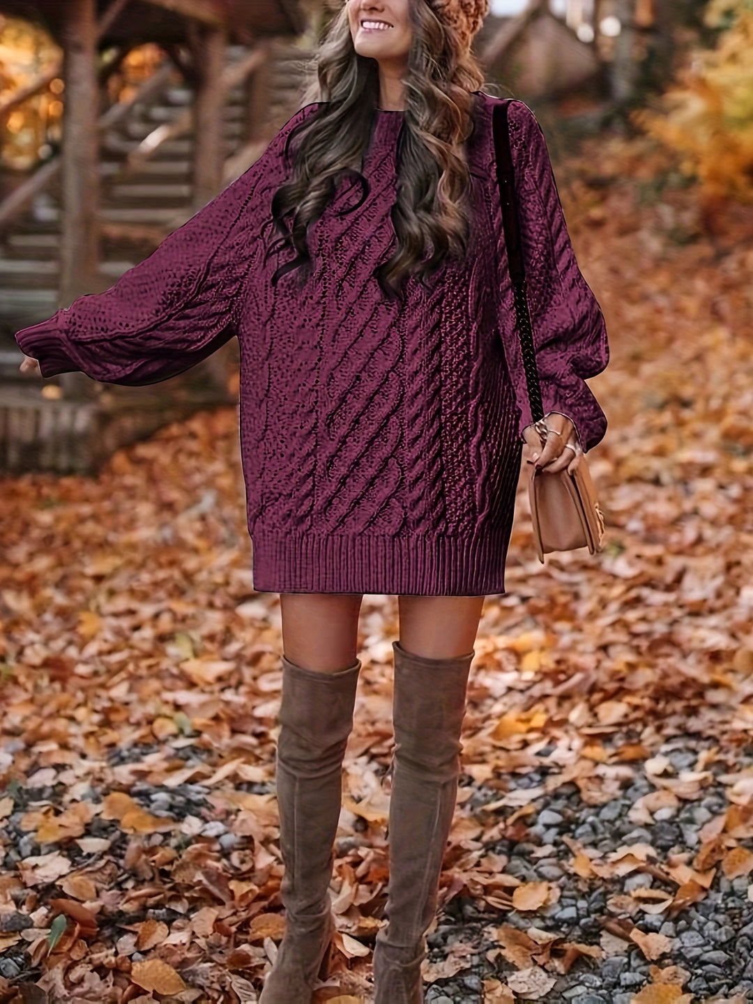 Cable Knit Sweater Dress