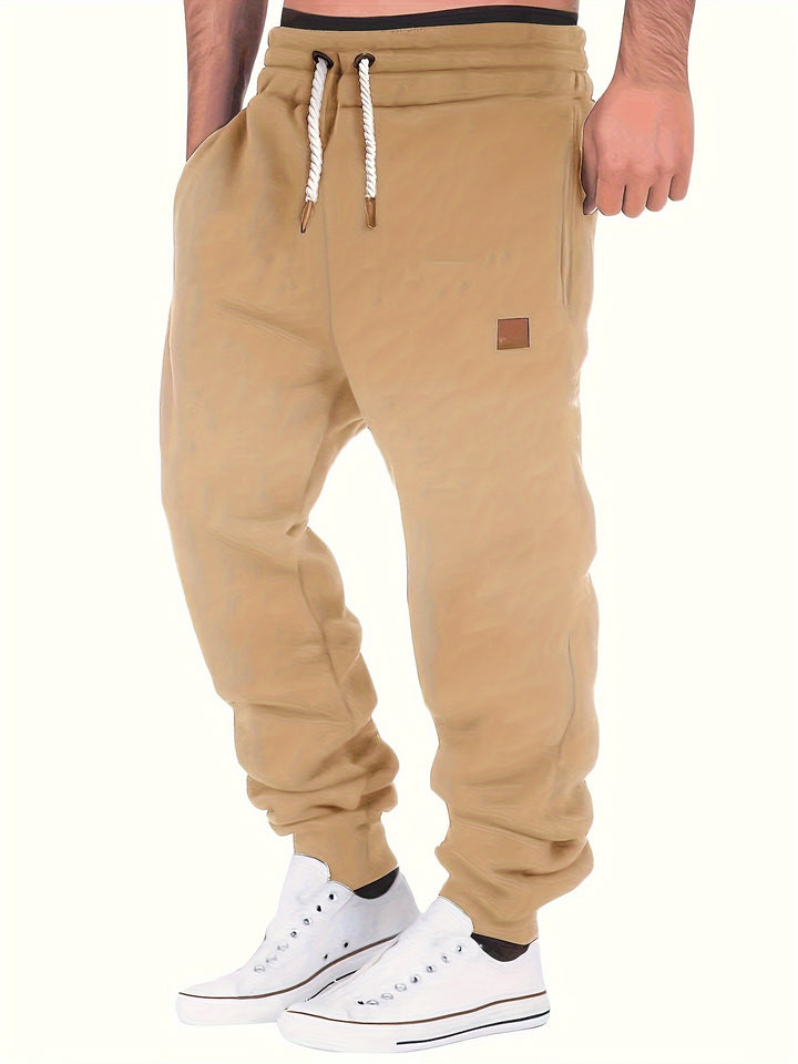 Men's Slim Fit Casual Trousers Drawstring Waist Sweatpants For Autumn And Winter