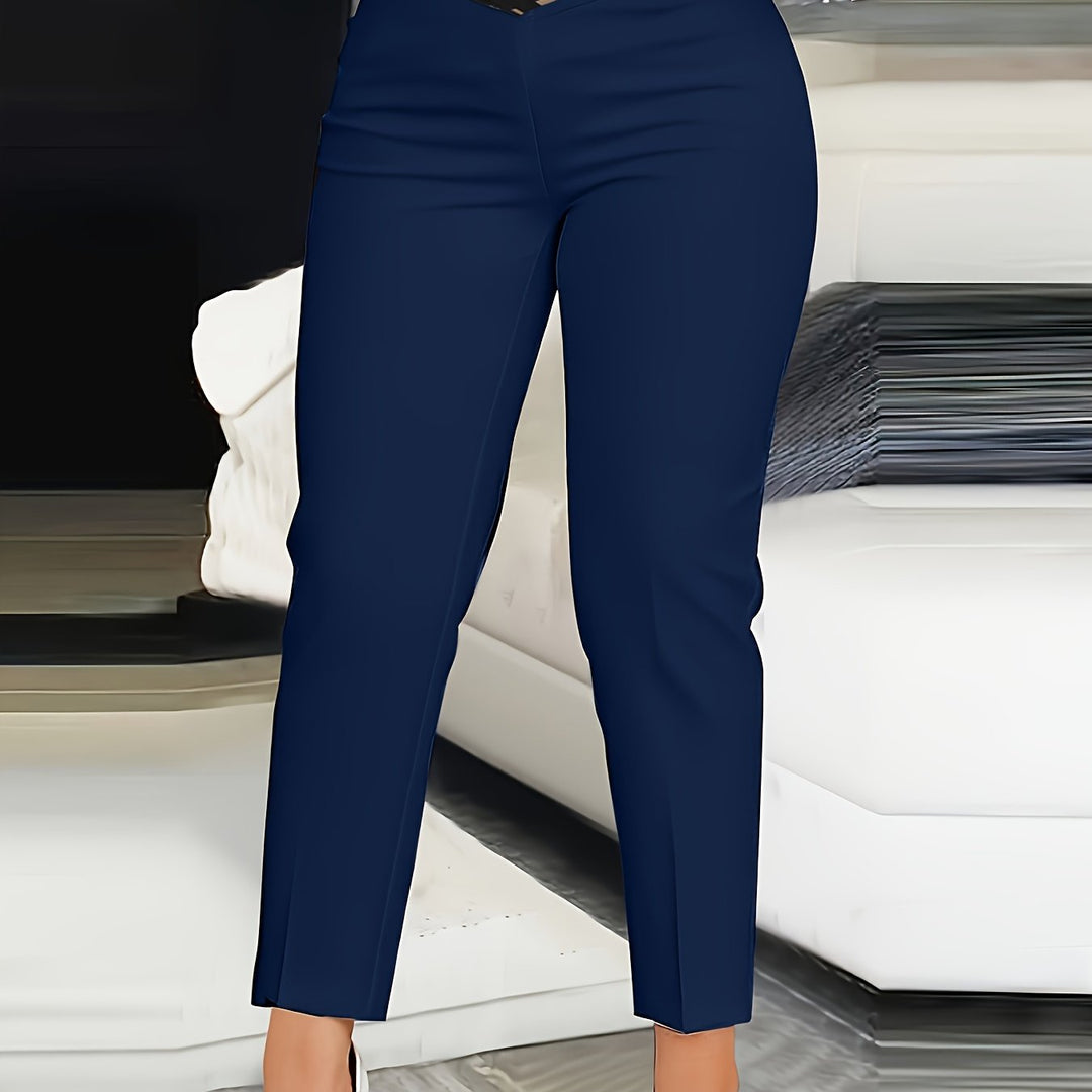 Solid Color Tapered Pants, Casual High Waist Pants, Women's Clothing