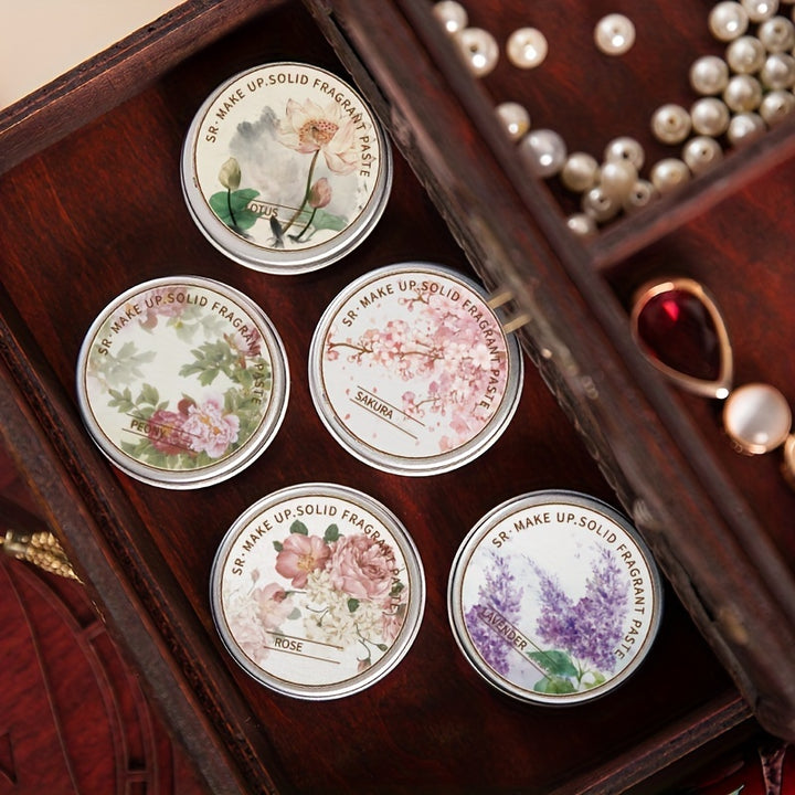 Portable Solid Perfume, Rose, Peony, Lotus, Lavender, Cherry Blossom, Fresh Floral Solid Balm