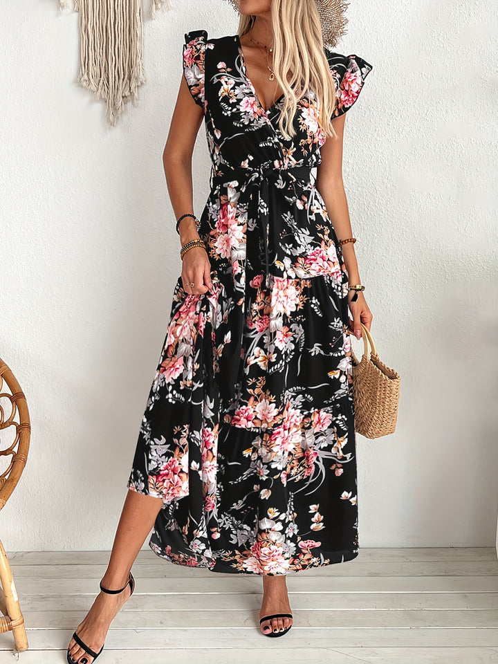 Floral Swing Dress with Bell Sleeves