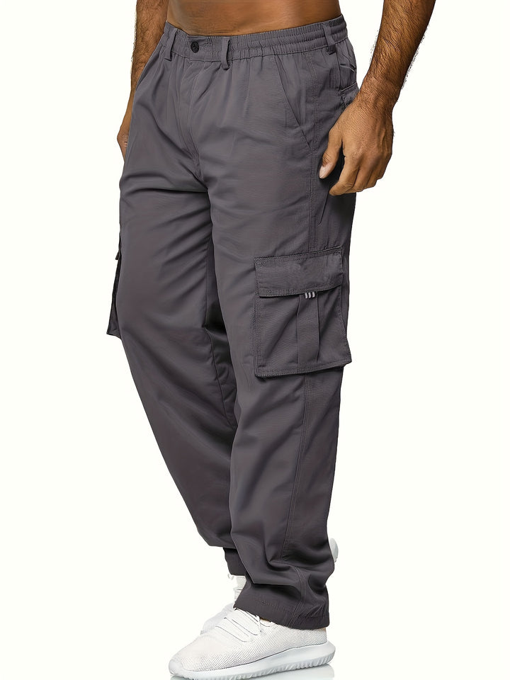 Men's Cargo Pants with Flap Pockets - Relaxed Hip-Hop Streetwear - Versatile Straight Leg Fit for Spring to Autumn Outdoor Activities