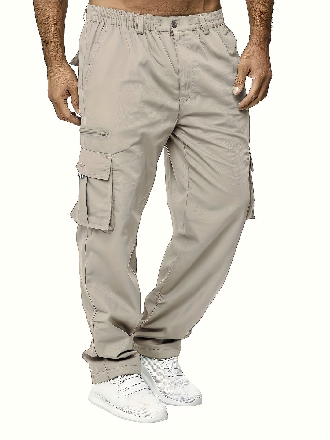 Men's Cargo Pants with Flap Pockets - Relaxed Hip-Hop Streetwear - Versatile Straight Leg Fit for Spring to Autumn Outdoor Activities