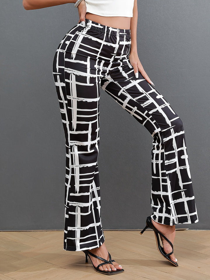 Women's Casual Chic Printed Pants - High Stretch, Machine Washable, All-Season Comfort Fit