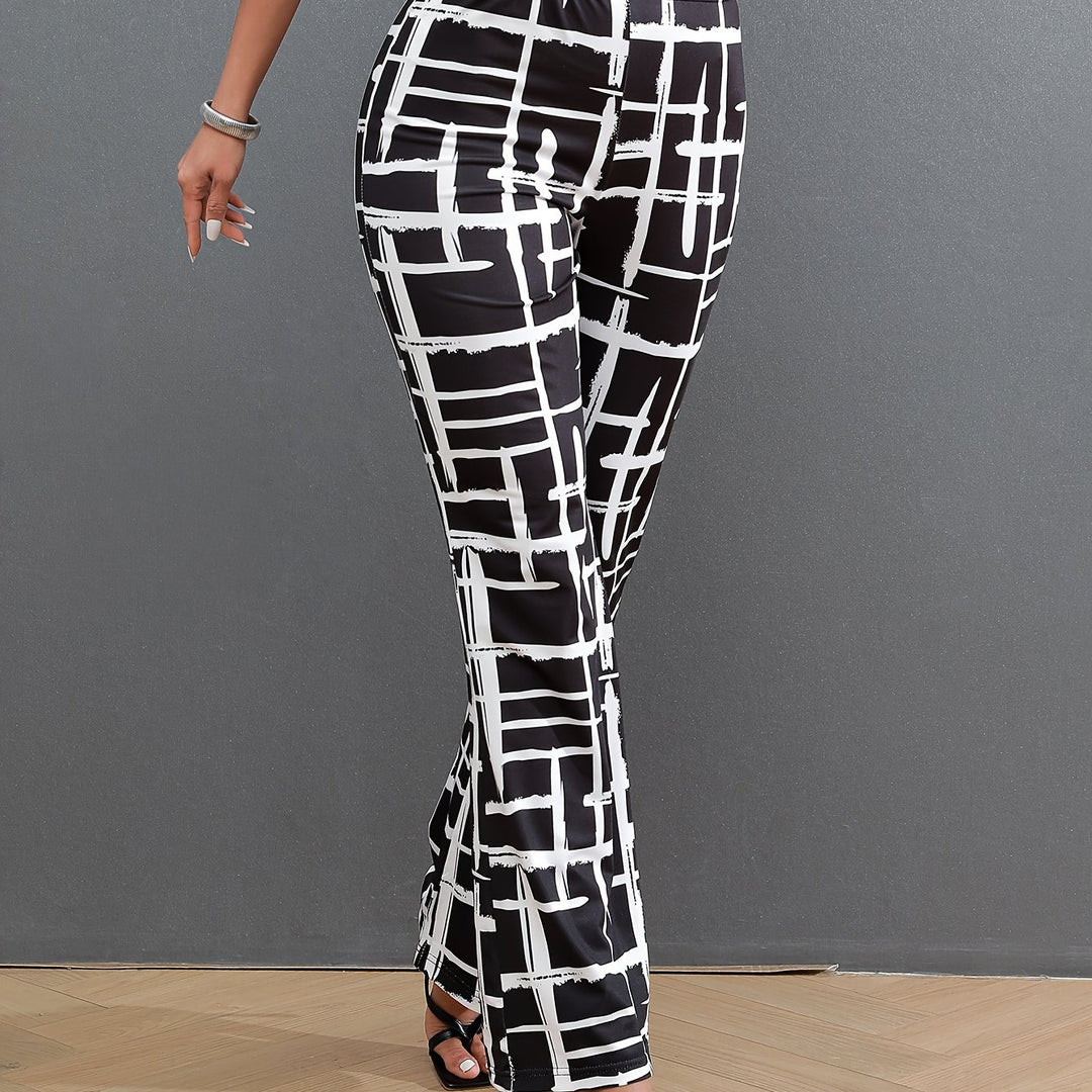 Women's Casual Chic Printed Pants - High Stretch, Machine Washable, All-Season Comfort Fit