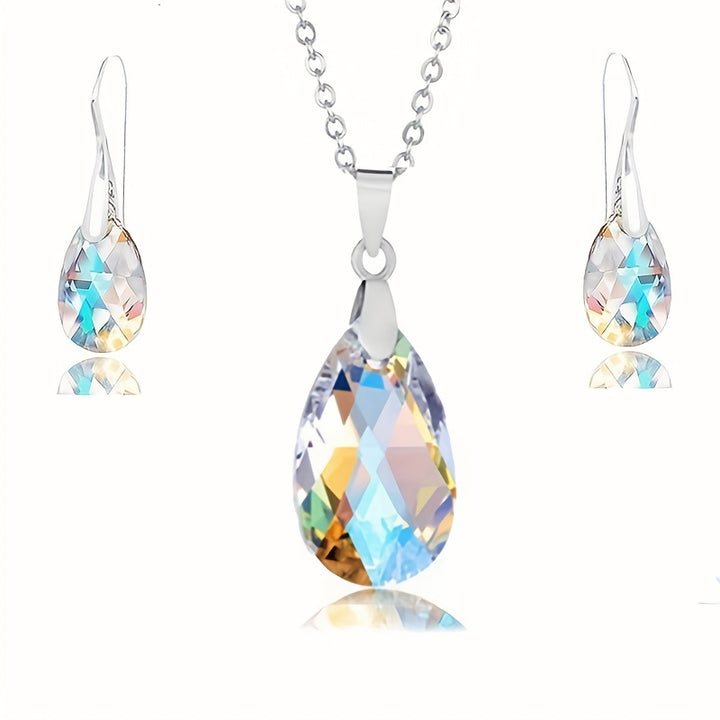 Elegant Water Drop Jewelry Set With Pendant Necklace & Drop Earrings