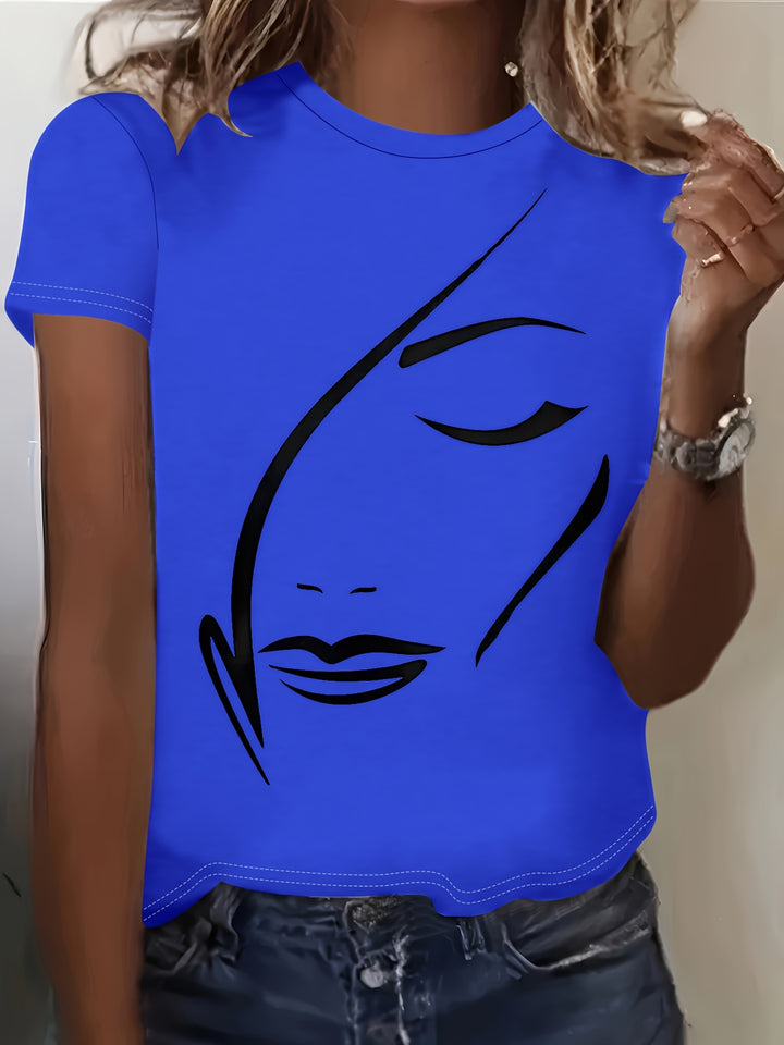 Graphic Print T-shirt, Casual Short Sleeve Crew Neck Top For Spring & Summer, Women's Clothing