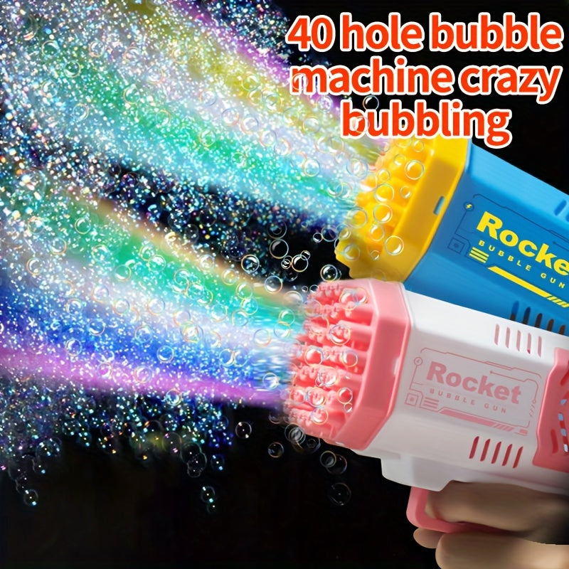 40-Hole LED Bubble Machine Gun - Rechargeable & Portable