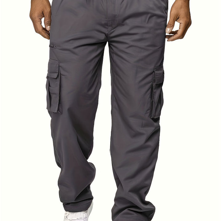 Men's Cargo Pants with Flap Pockets - Relaxed Hip-Hop Streetwear - Versatile Straight Leg Fit for Spring to Autumn Outdoor Activities