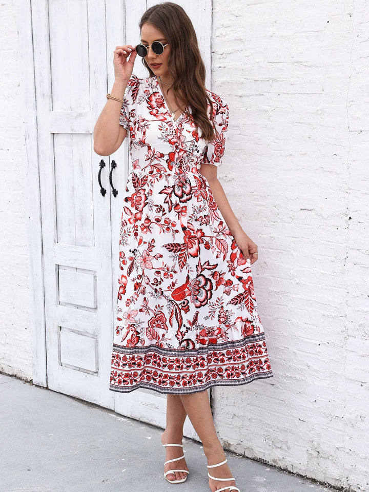 Elegant Floral Surplice Dress