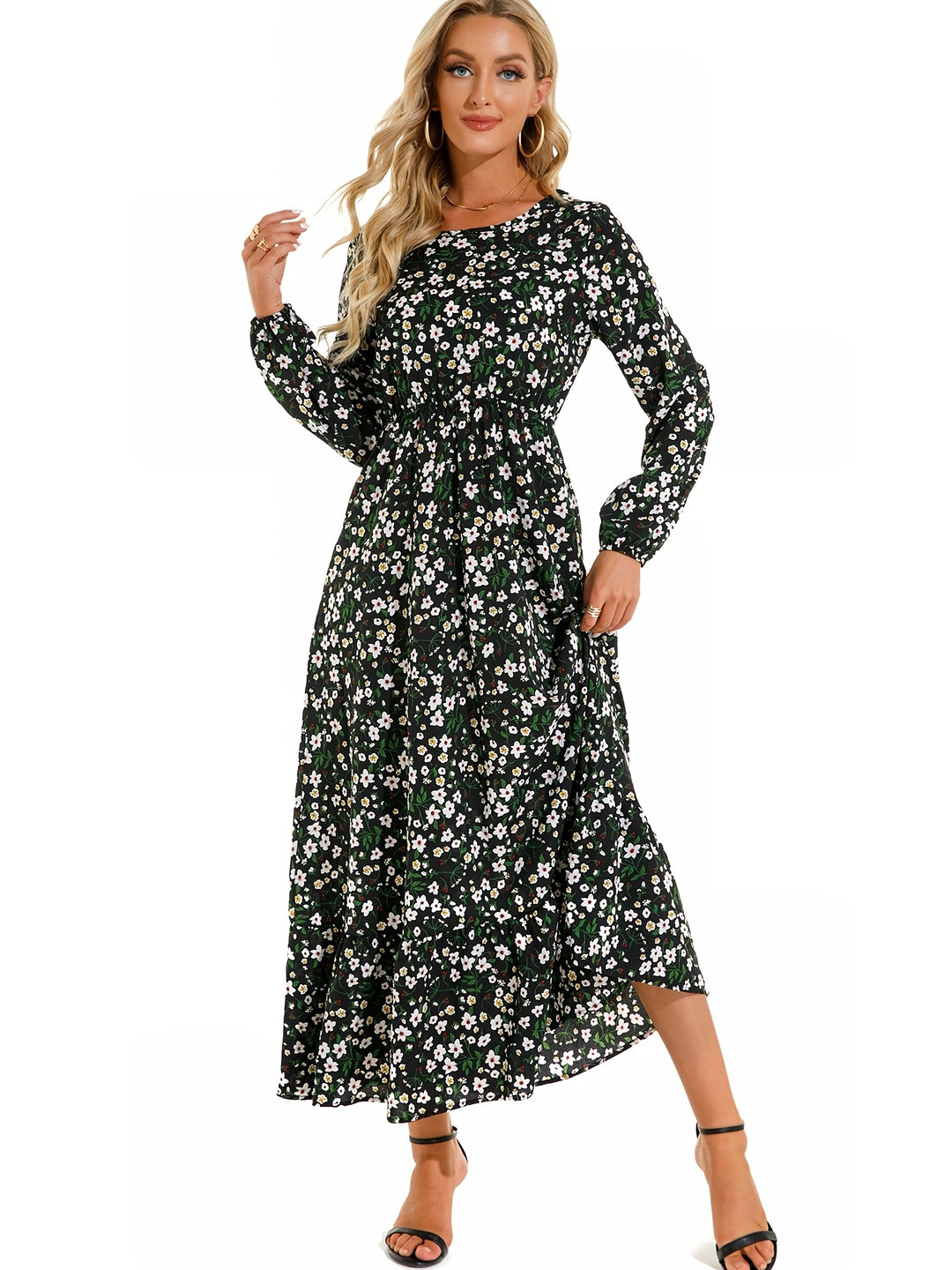 Boho Ruffle Floral Long Dress