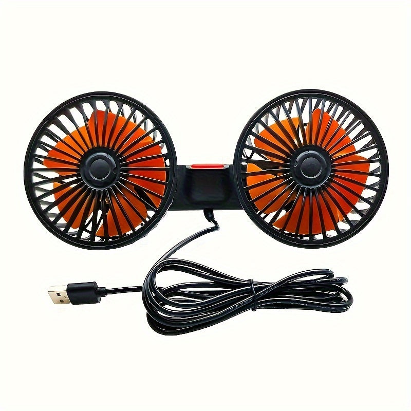 Car Fan, Car Small Air Conditioner, Dual-Head Rear Fan, Strong Wind, 5 Blades, 360 Degree Rotation, Extra Large Air Volume, Super Low Sound Operation, Easy Clip Installation, Foldable and Hidden Under the Headrest, Disassembl