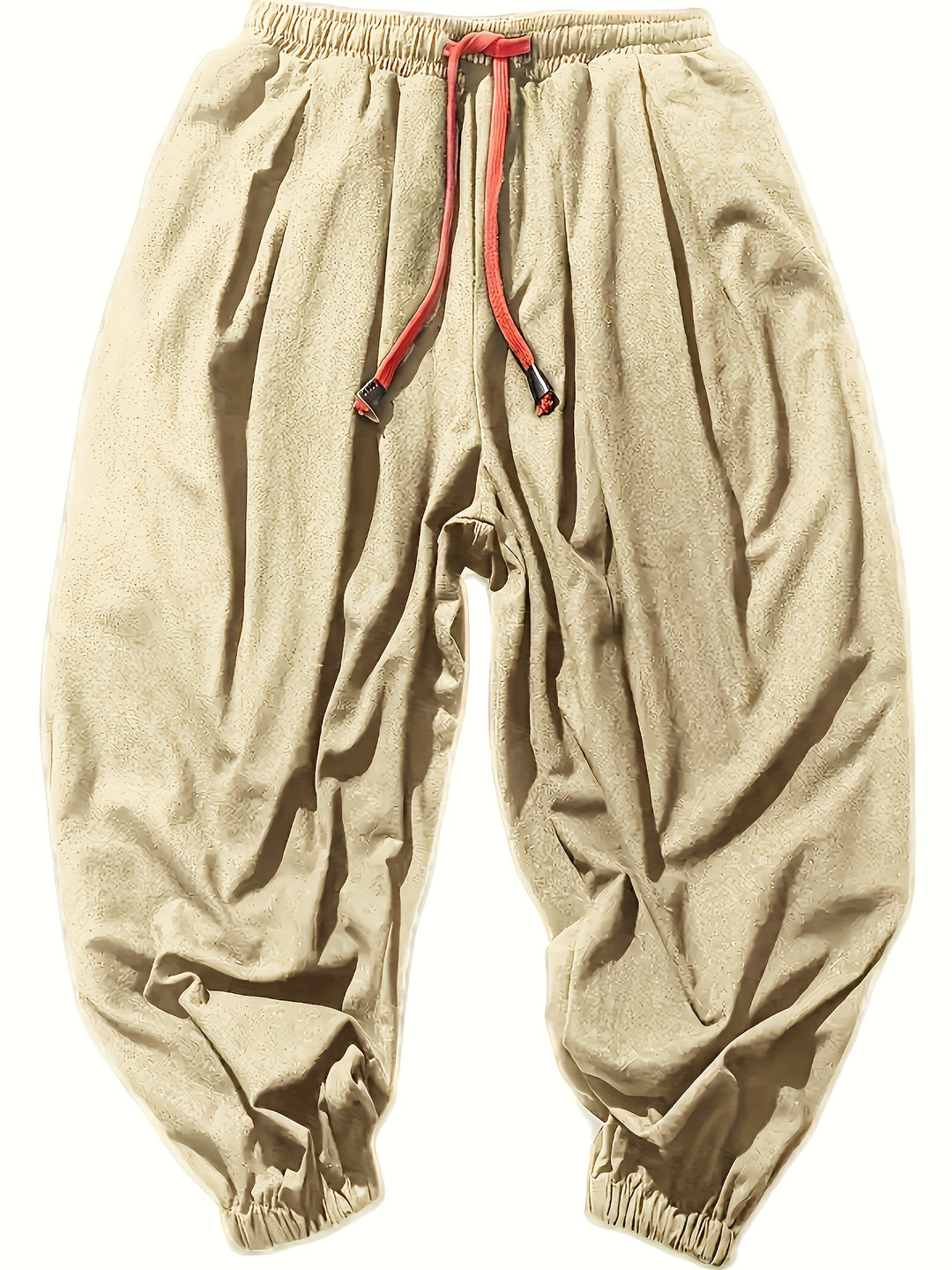 Men's Casual Solid Comfy Harem Pants With Drawstring, Hip Hop Style Trousers For Spring And Autumn