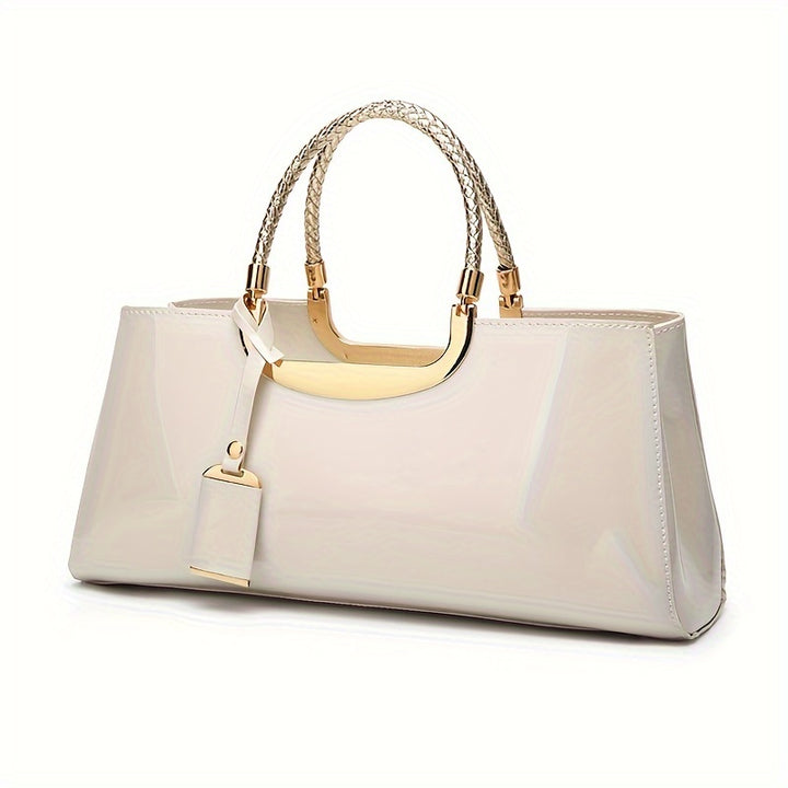 Elegant Glossy Golden Boston Bag