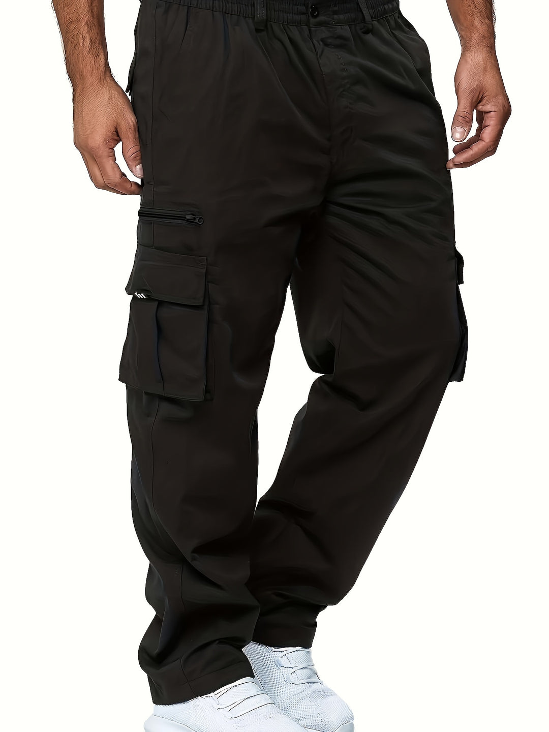 Men's Cargo Pants with Flap Pockets - Relaxed Hip-Hop Streetwear - Versatile Straight Leg Fit for Spring to Autumn Outdoor Activities