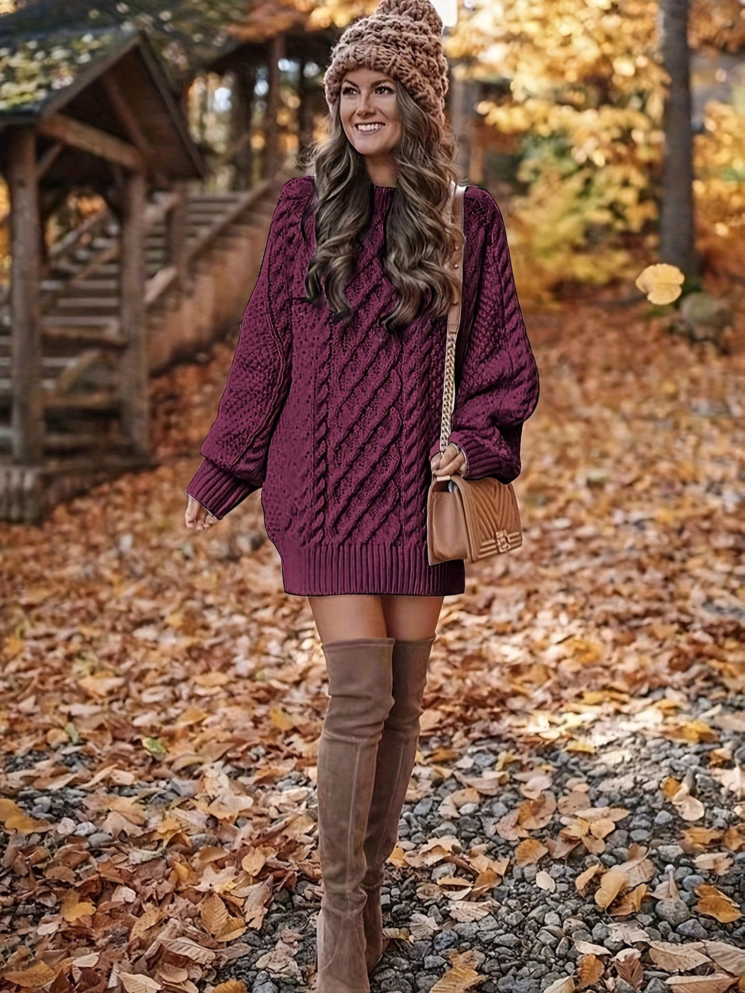 Cable Knit Sweater Dress