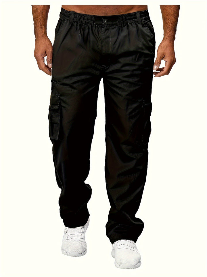 Men's Cargo Pants with Flap Pockets - Relaxed Hip-Hop Streetwear - Versatile Straight Leg Fit for Spring to Autumn Outdoor Activities