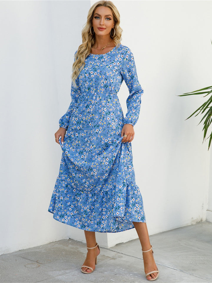 Boho Ruffle Floral Long Dress