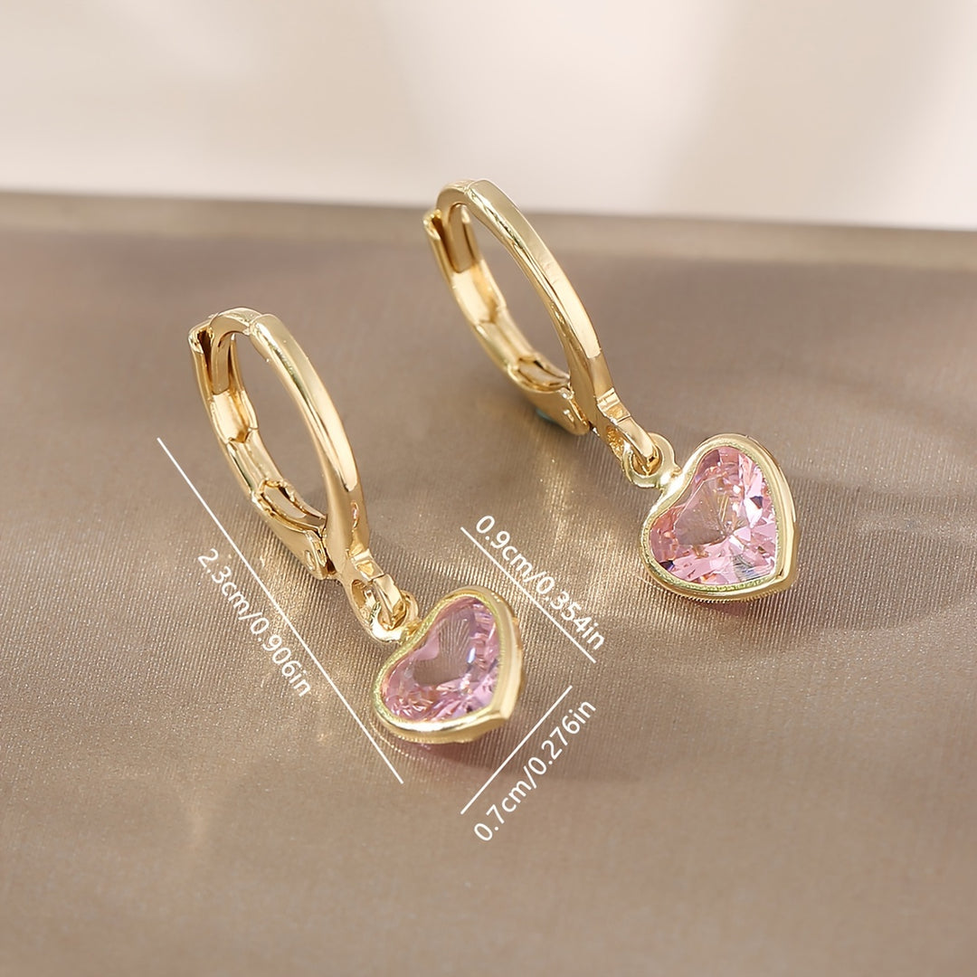 Y2K Heart Pendant Earrings – Colorful Zirconia