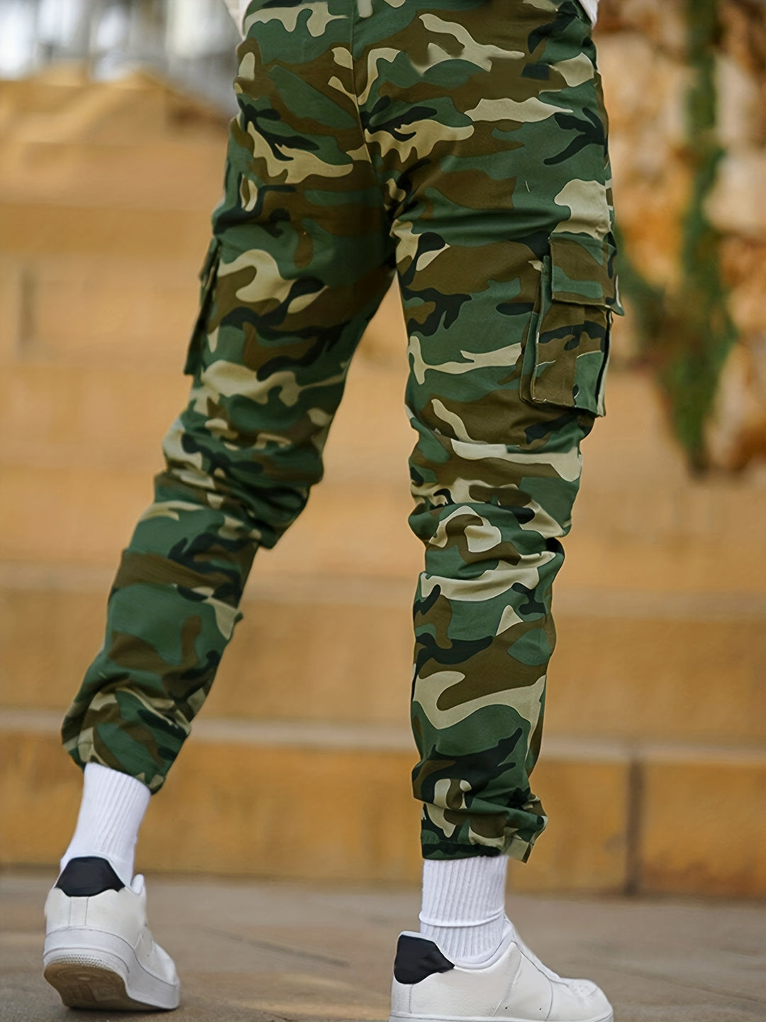 Camouflage Pattern Joggers, Men's Casual Multi Pocket Thin Sports Pants Sweatpants For Spring Summer